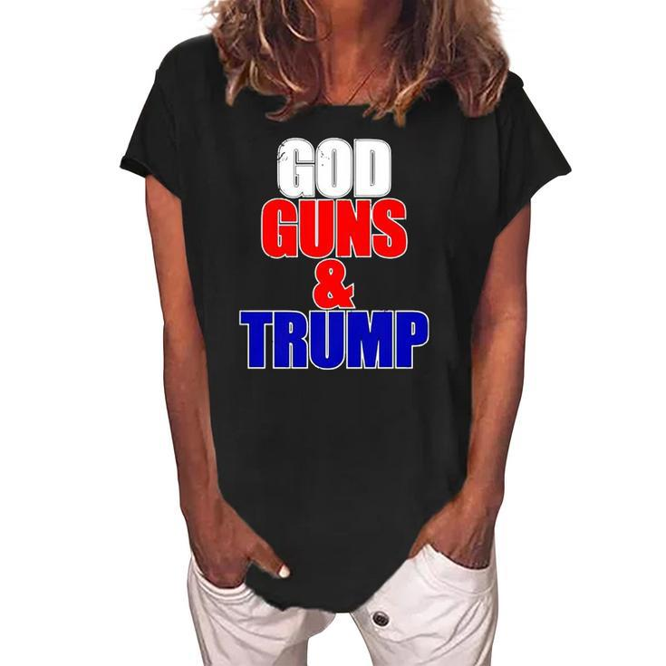 God Gun & Trump Vintage Christian Women's Loosen Crew Neck Short Sleeve T-Shirt