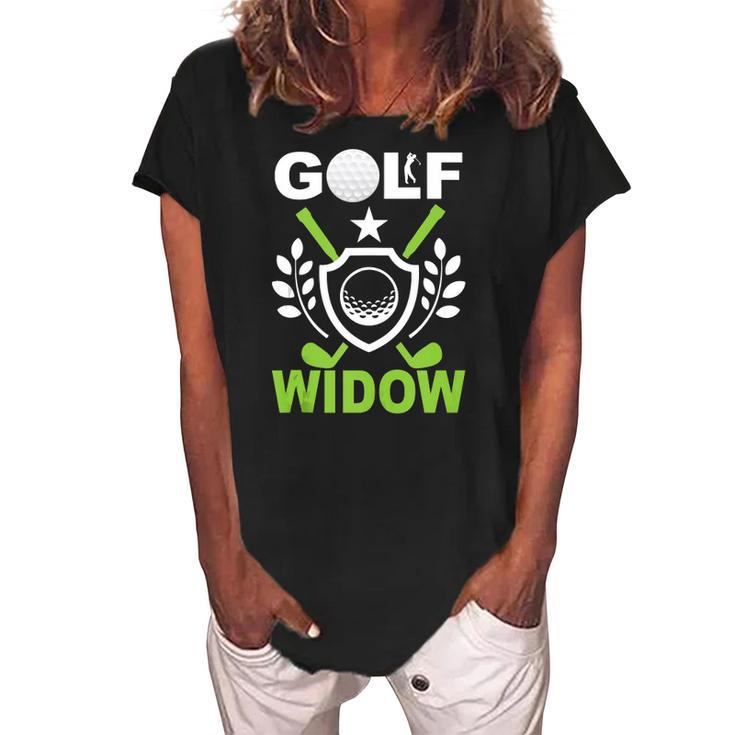 Golf Widow Wife Golfing  Ladies Golfer Women's Loosen Crew Neck Short Sleeve T-Shirt