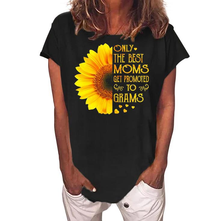 Grams Grandma Gift   Only The Best Moms Get Promoted To Grams Women's Loosen Crew Neck Short Sleeve T-Shirt