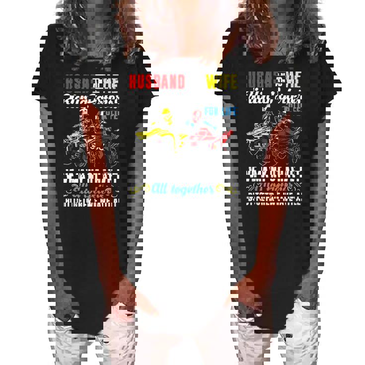 Husband & Wife Riding Partners For Life 4 Wheeler Quad Bike Women's Loosen Crew Neck Short Sleeve T-Shirt