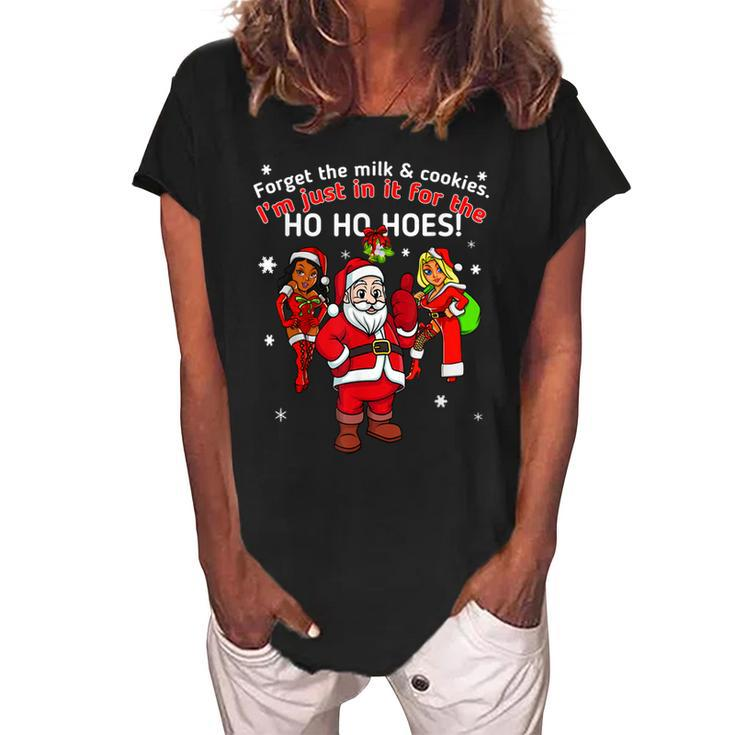 I Do It For The Hos Santa Funny Inappropriate Christmas Men  Women's Loosen Crew Neck Short Sleeve T-Shirt