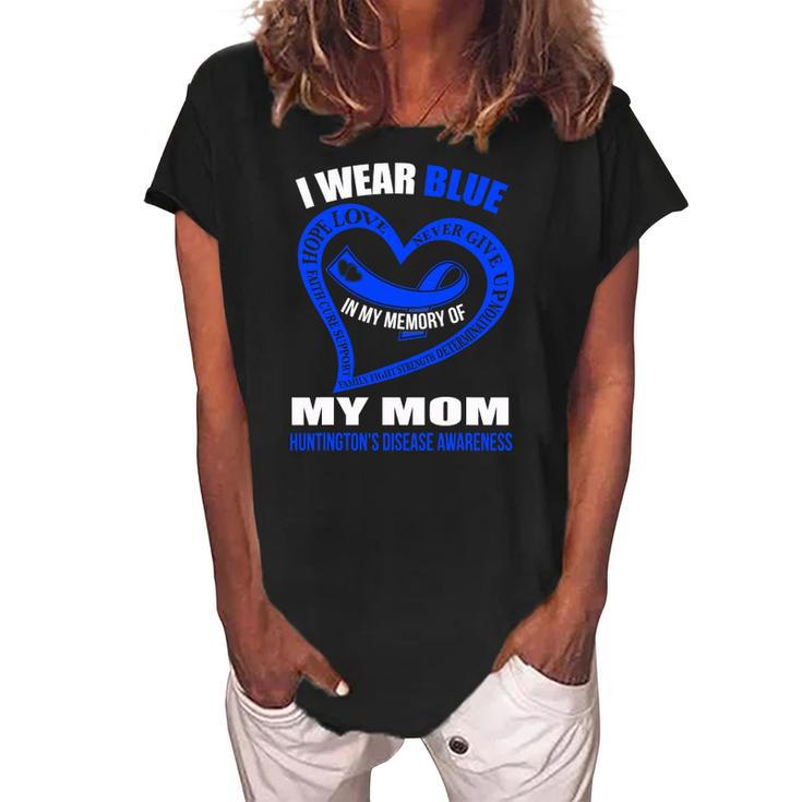 In My Memory Of My Mom Huntingtons Disease Awareness Women's Loosen Crew Neck Short Sleeve T-Shirt