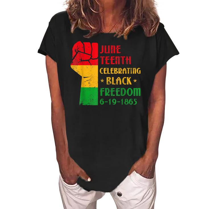 Junenth Celebrate Black Freedom 1865 June 19Th Men Women  Women's Loosen Crew Neck Short Sleeve T-Shirt