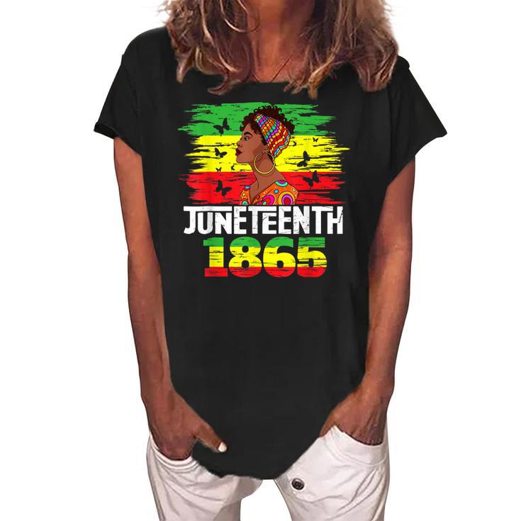 Juneteenth 1865 Independence Day Black Pride Black Women   Women's Loosen Crew Neck Short Sleeve T-Shirt
