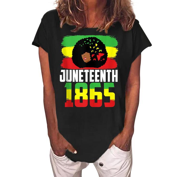 Juneteenth Is My Independence Day Black Women Black Pride   Women's Loosen Crew Neck Short Sleeve T-Shirt