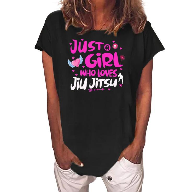Just A Girl Who Loves Jiu Jitsu Women's Loosen Crew Neck Short Sleeve T-Shirt