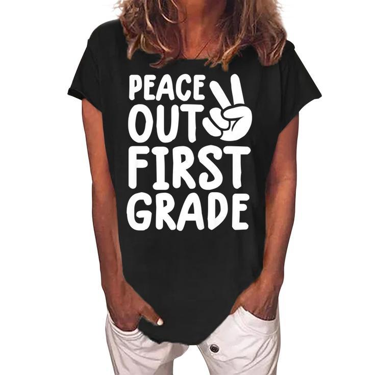 Kids Peace Out 1St Grade  For Boys Girls Last Day Of School  V2 Women's Loosen Crew Neck Short Sleeve T-Shirt