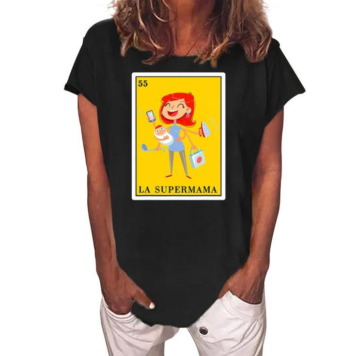 La Super Mama Mexican Lottery Gifts For Women La Supermama Women's Loosen Crew Neck Short Sleeve T-Shirt