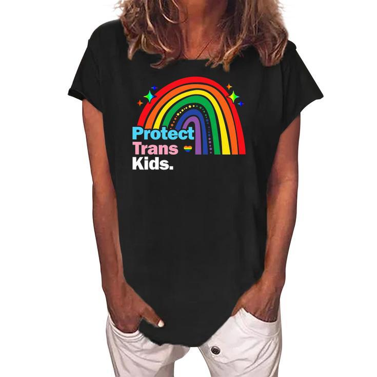Lgbt Support Protect Trans Kid Pride Lgbt Rainbow Women's Loosen Crew Neck Short Sleeve T-Shirt