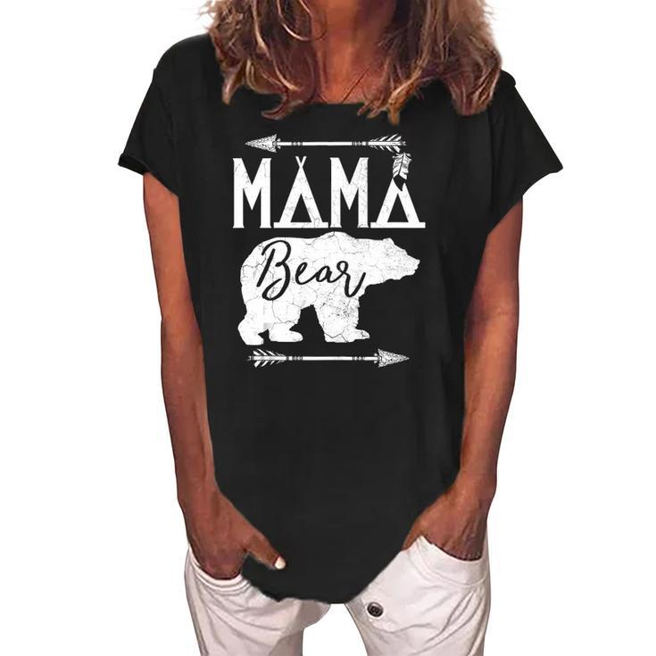 Mama Bear Mothers Day Gift For Wife Mommy Matching Funny Women's Loosen Crew Neck Short Sleeve T-Shirt