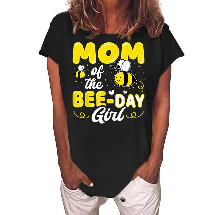 Mom Of The Bee Day Girl Hive Party Matching Birthday Sweet  Women's Loosen Crew Neck Short Sleeve T-Shirt