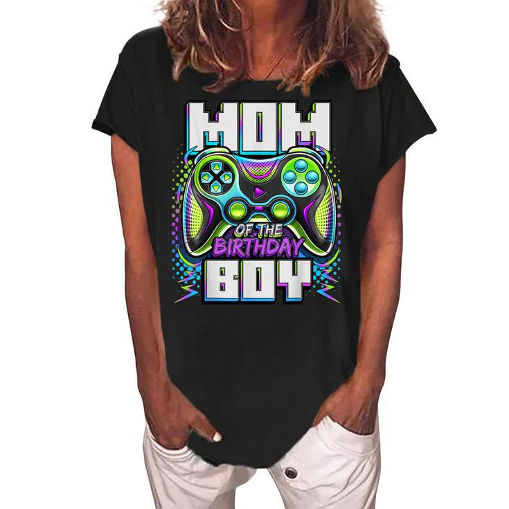 Mom Of The Birthday Boy Matching Video Game Birthday Party  Women's Loosen Crew Neck Short Sleeve T-Shirt