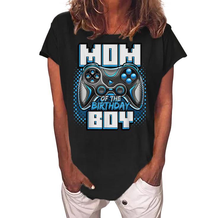 Mom Of The Birthday Boy Matching Video Game Birthday Party  Women's Loosen Crew Neck Short Sleeve T-Shirt