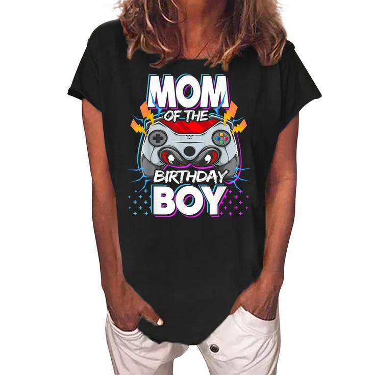 Mom Of The Birthday Boy Video Game Birthday Party Gamer  Women's Loosen Crew Neck Short Sleeve T-Shirt