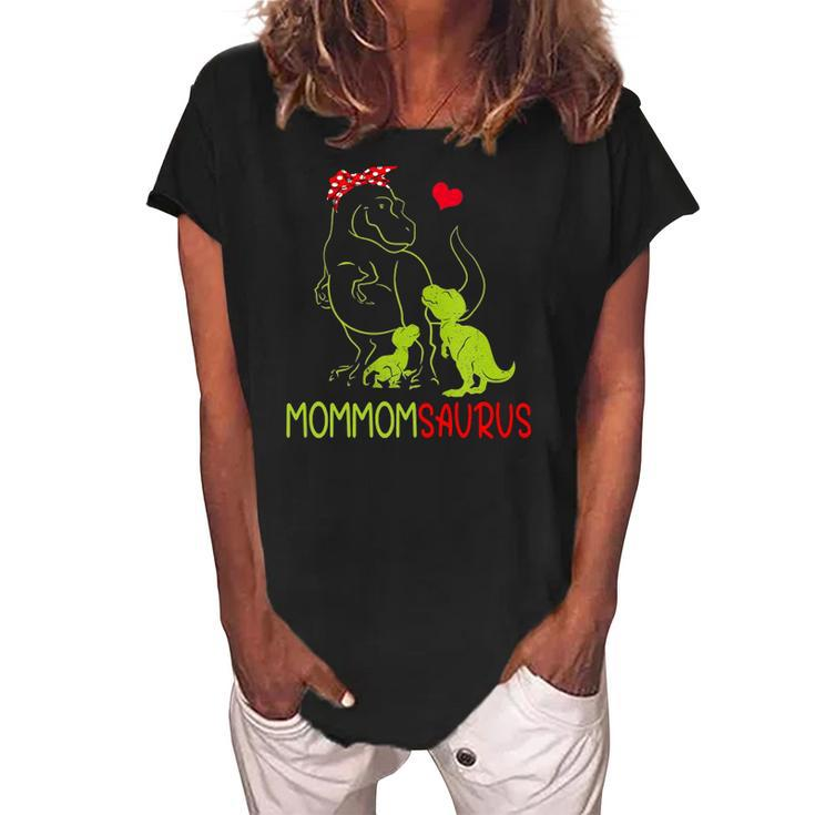 Mommomsaurusrex Mommom Saurus Dinosaur Women Mom Women's Loosen Crew Neck Short Sleeve T-Shirt