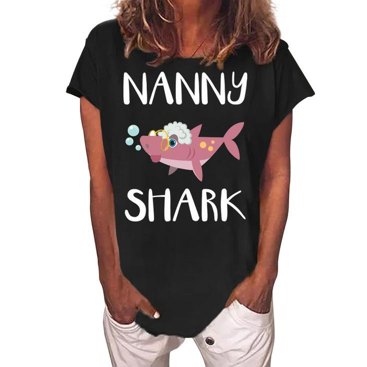 Nanny Grandma Gift Nanny Shark V2 Women's Loosen Crew Neck Short Sleeve T-Shirt