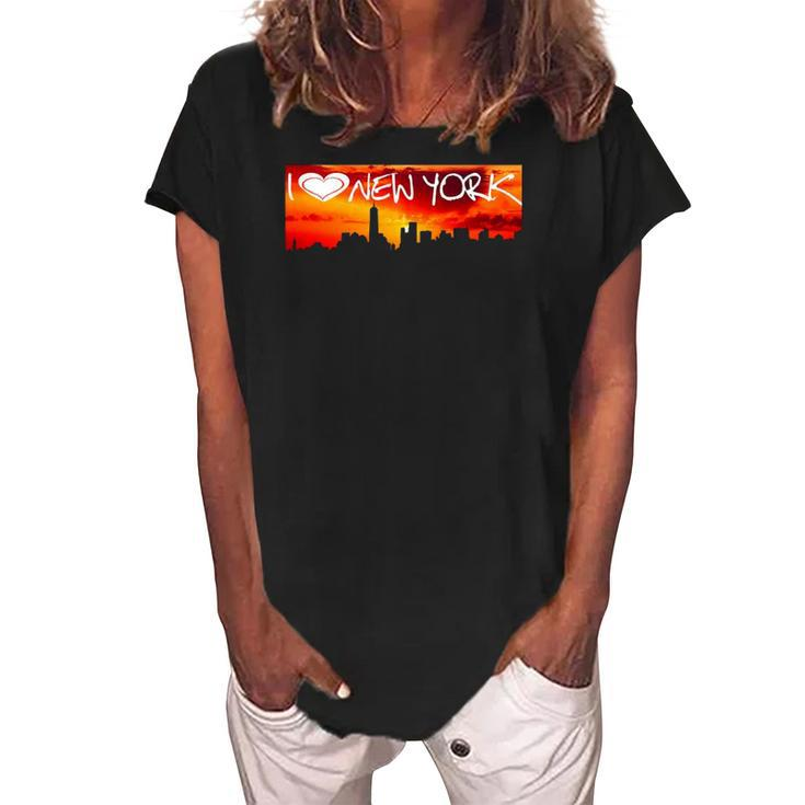 New York I Love Ny Womens   Gift Women's Loosen Crew Neck Short Sleeve T-Shirt