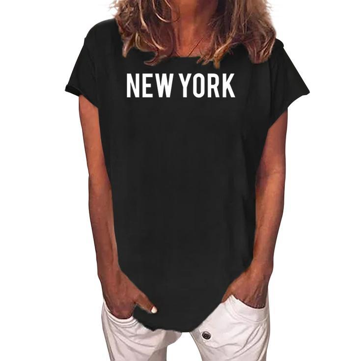 New York Retro City  Pride Men Women Kids Mom Dad Zip Women's Loosen Crew Neck Short Sleeve T-Shirt