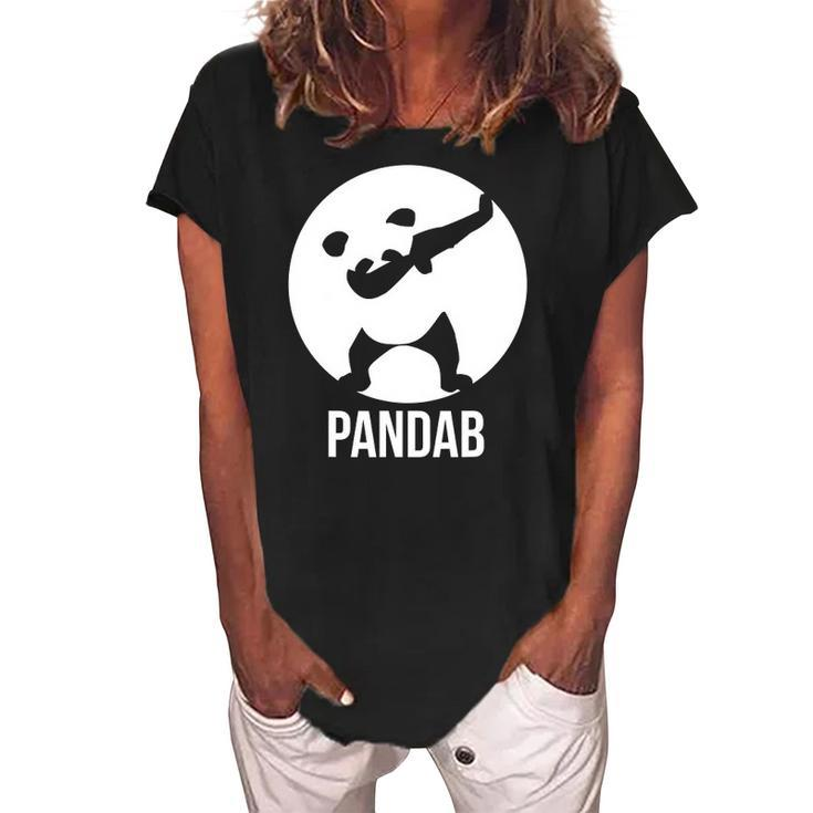 Pandab Funny Dabbing Panda Design Gift Women's Loosen Crew Neck Short Sleeve T-Shirt