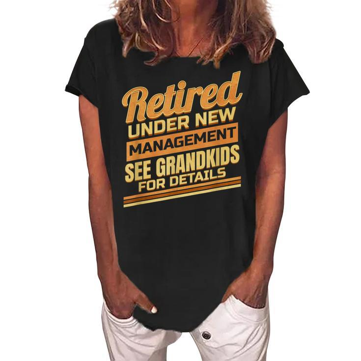 Retired Grandpa Grandma Funny Grandkids Farewell For Retiree  Women's Loosen Crew Neck Short Sleeve T-Shirt