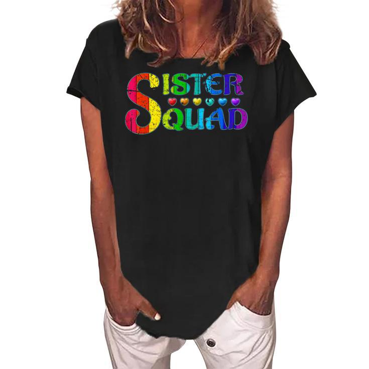 Sister Squad Relatives Birthday Bday Party  Women's Loosen Crew Neck Short Sleeve T-Shirt