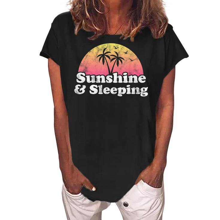 Sleeping Gift - Sunshine And Sleeping  Women's Loosen Crew Neck Short Sleeve T-Shirt