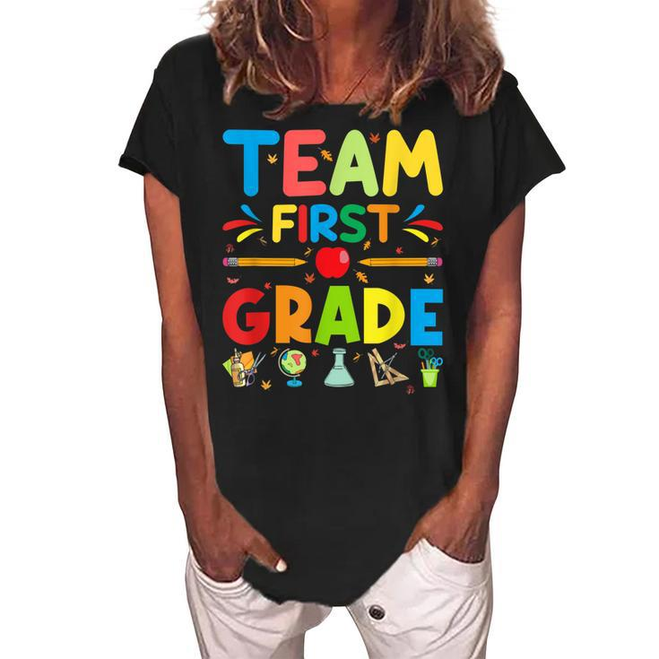 Team First Grade - 1St Grade Teacher Student Kids  Women's Loosen Crew Neck Short Sleeve T-Shirt
