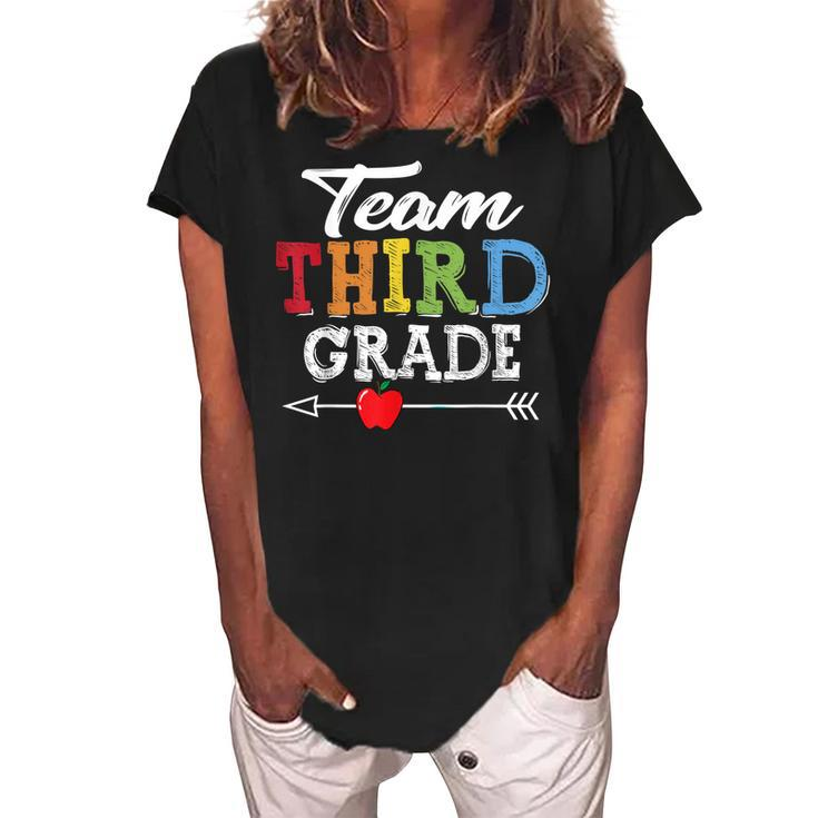 Team Third Grade Squad First Day Of School Teacher Kids   Women's Loosen Crew Neck Short Sleeve T-Shirt