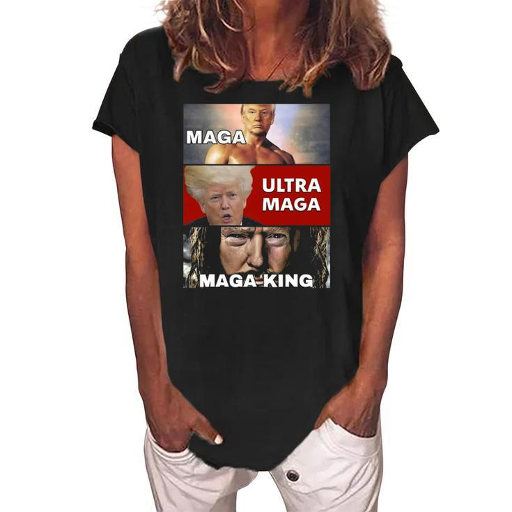 The Return Of The Great Maga King Trump Ultra Maga Women Men Women's Loosen Crew Neck Short Sleeve T-Shirt