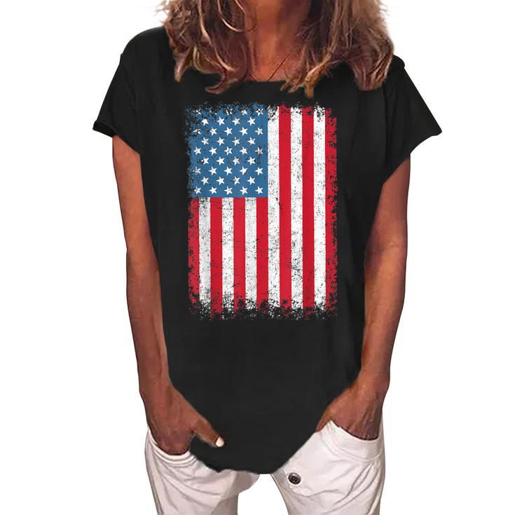 Usa Patriotic American Flag For Men Women Kids Boys Girls Us  Women's Loosen Crew Neck Short Sleeve T-Shirt