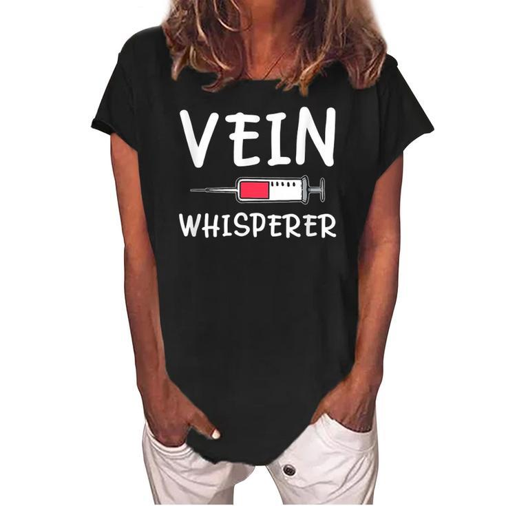 Vein Whisperer Phlebotomist Phlebotomy Kit Funny Nursery Women's Loosen Crew Neck Short Sleeve T-Shirt