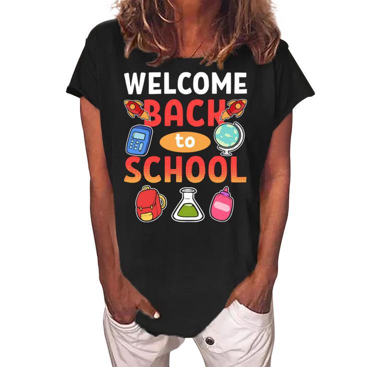 Welcome Back To School School Party 483 Shirt Women's Loosen Crew Neck Short Sleeve T-Shirt