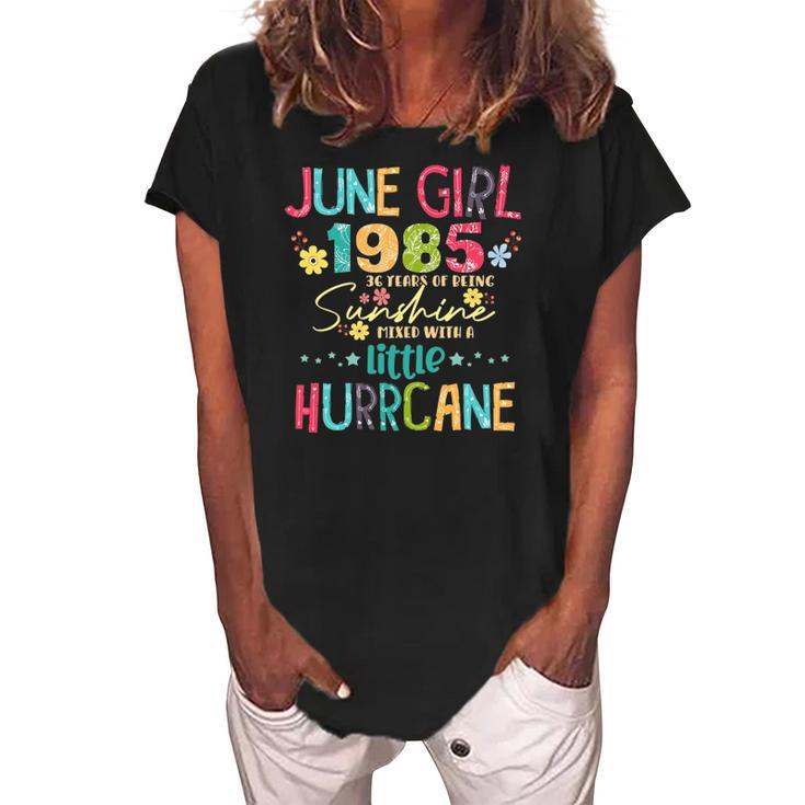 Womens 36 Years Old Awesome Since 1985 June Girls 1985 Gift Women's Loosen Crew Neck Short Sleeve T-Shirt