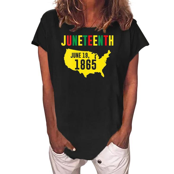 Womens Juneteenth June 19 1865 Black Pride History Black Freedom Women's Loosen Crew Neck Short Sleeve T-Shirt