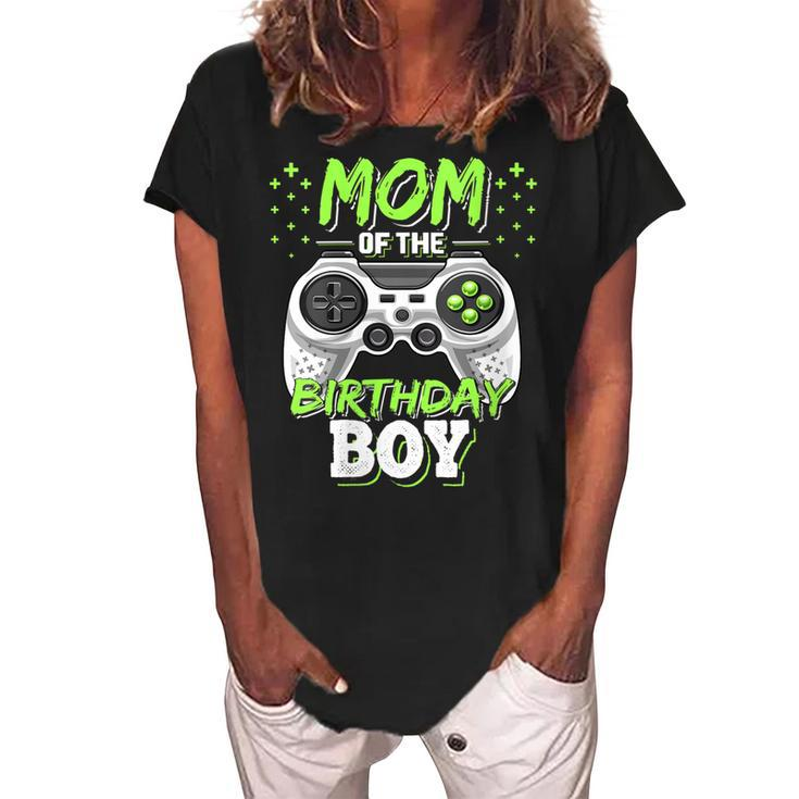 Womens Mom Of The Birthday Boy Matching Video Gamer Birthday Party  V4 Women's Loosen Crew Neck Short Sleeve T-Shirt