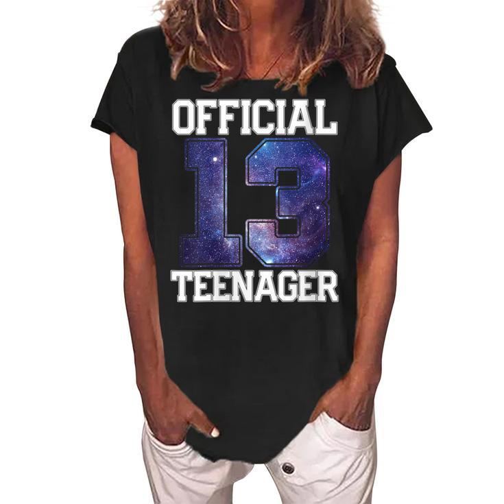 Womens Official Nager 13 Years Old Boys Girl 13Th Birthday Gift  Women's Loosen Crew Neck Short Sleeve T-Shirt