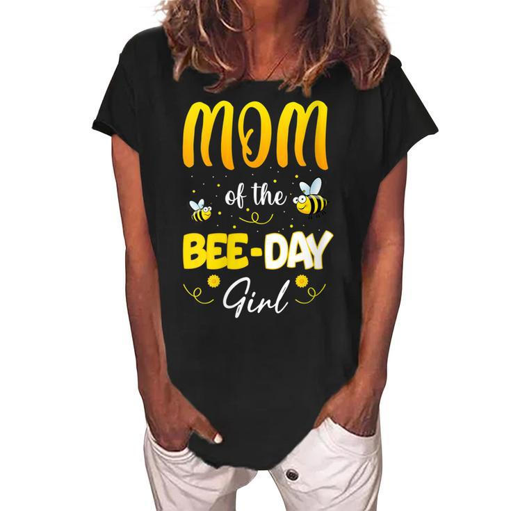 Womens Party Matching Birthday Sweet Mom Of The Bee Day Girl Hive  Women's Loosen Crew Neck Short Sleeve T-Shirt