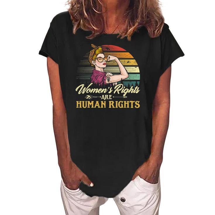 Womens Rights Are Human Rights Feminism Protect Feminist Women's Loosen Crew Neck Short Sleeve T-Shirt