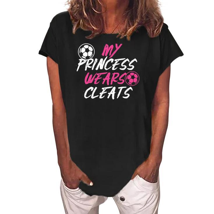 Womens Soccer Daughter Outfit For A Soccer Dad Or Soccer Mom Women's Loosen Crew Neck Short Sleeve T-Shirt