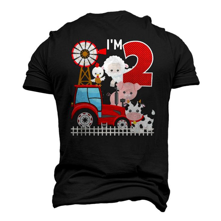 Im 2 Farm Theme Birthday 2 Yrs Old Barnyard Farm Animals Men's 3D T-Shirt Back Print