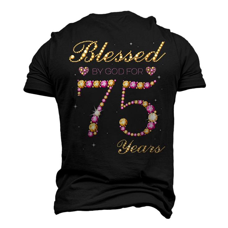 Blessed By God For 75 Years Old 75Th Birthday Party  Men's 3D Print Graphic Crewneck Short Sleeve T-shirt