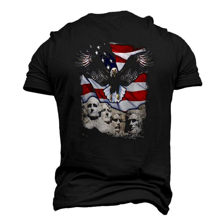 4Th Of July American Bald Eagle Mount Rushmore Merica Flag Men's 3D T-Shirt Back Print