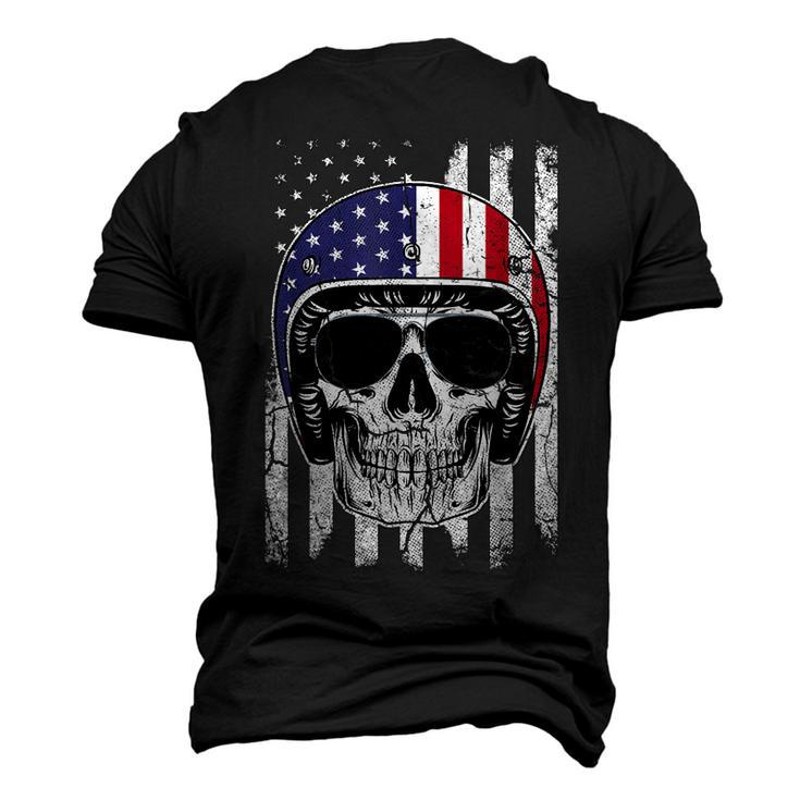 4Th Of July American Flag Skull Motorcycle T Men Dad Men's 3D T-shirt Back Print