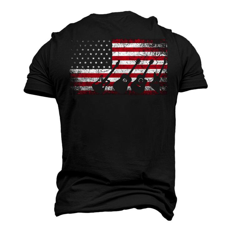 4Th Of July For Men Dad Guitar Musician American Flag Men's 3D T-shirt Back Print