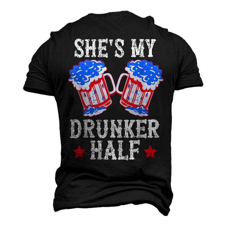 4Th Of July Matching Couple Shes Is My Drunker Half Men's 3D T-shirt Back Print