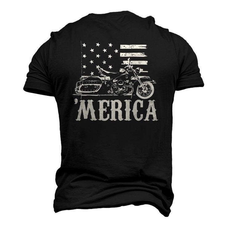 4Th Of July Merica V-Twin Motorcycle Biker Men's 3D T-Shirt Back Print