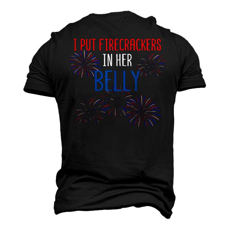 Mens 4Th Of July Pregnancy Reveal Announcement Little Firecracker Men's 3D T-shirt Back Print