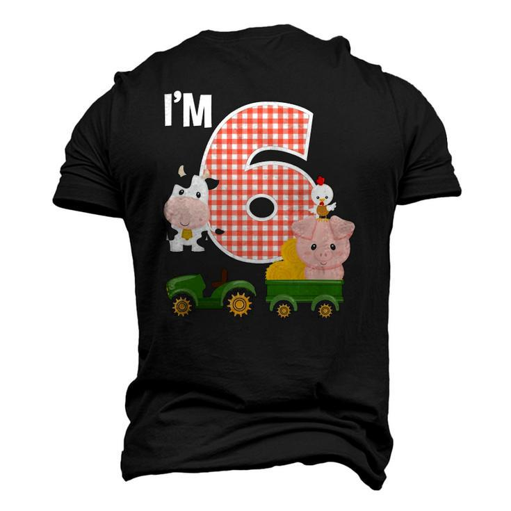 Im 6 Farm Animals Barnyard Tractor 6Th Birthday Party Men's 3D T-Shirt Back Print