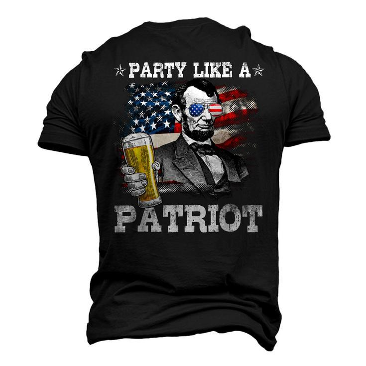 Abraham Lincoln Party Like A Patriot 4Th Of July Men's 3D T-shirt Back Print