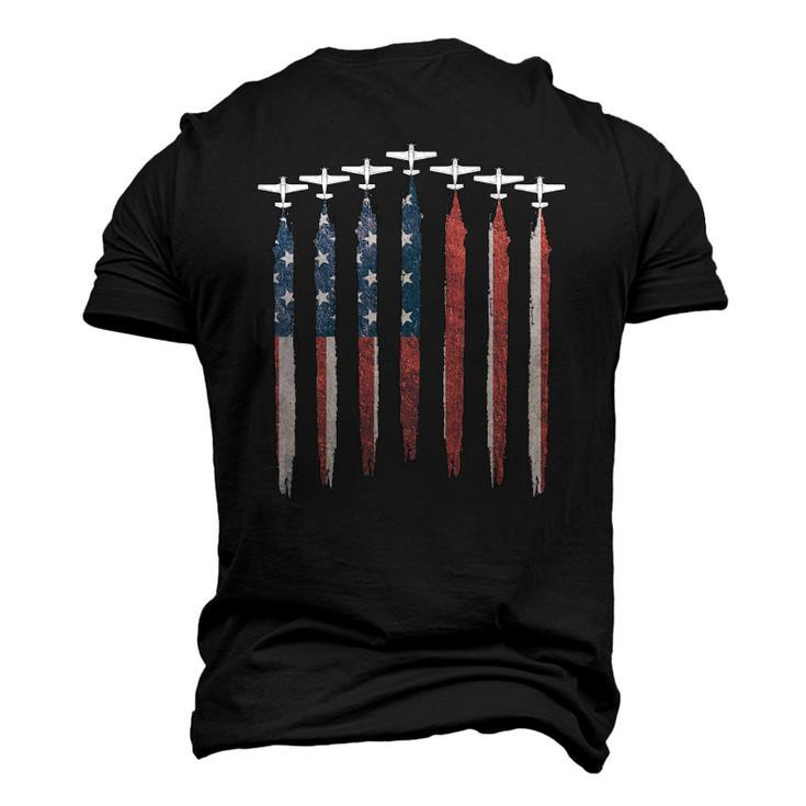 Airplane Pilot Flying Usa Flag Patriot American 4Th Of July Men's 3D T-Shirt Back Print